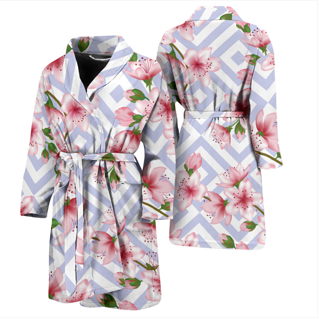 Cherry Blossom Pattern Print Design CB07 Men Bathrobe