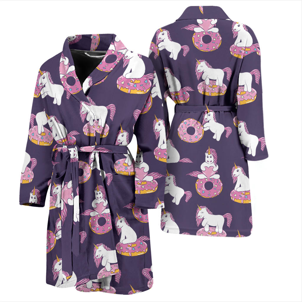 Donut Unicorn Pattern Print Design DN011 Men Bathrobe