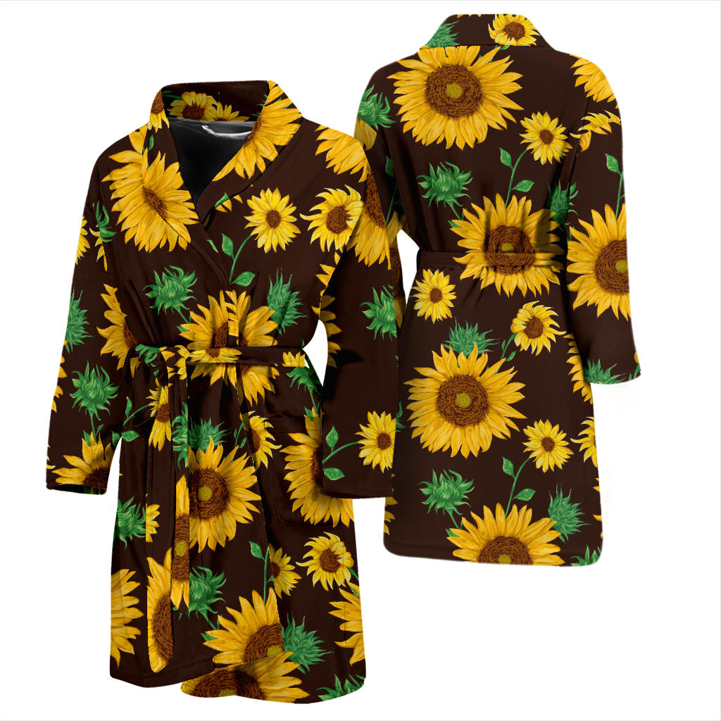 Sunflower Pattern Print Design SF01 Men Bathrobe