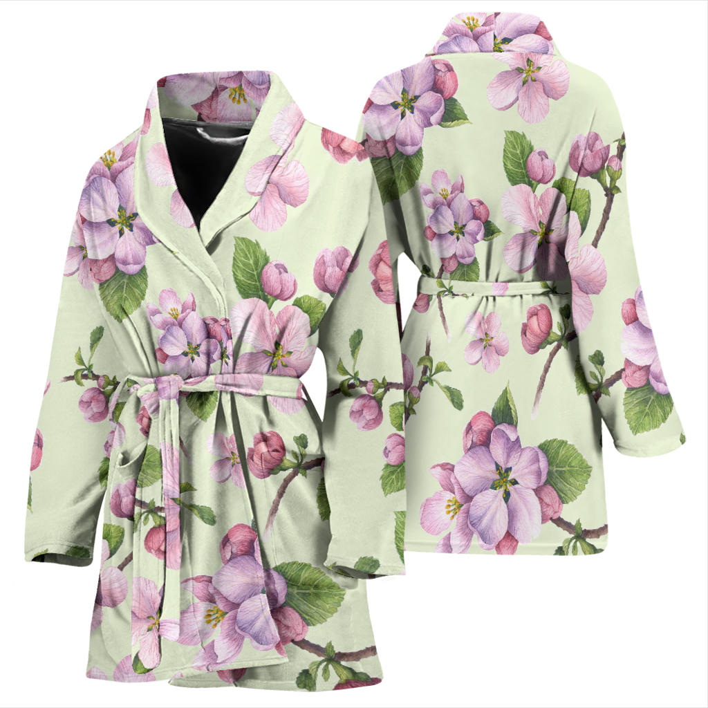 Apple Blossom Pattern Print Design AB05 Women Bathrobe