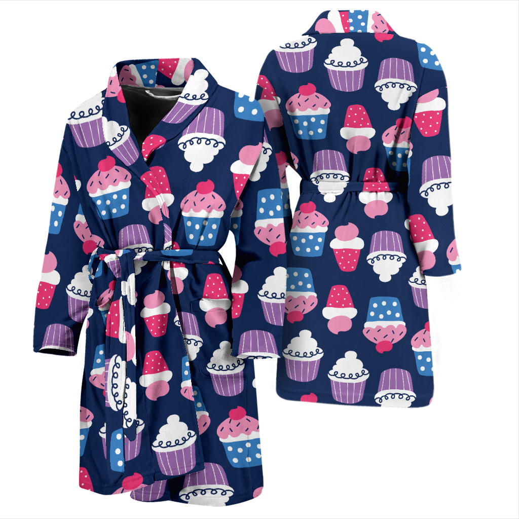 Cupcake Pattern Print Design CP04 Men Bathrobe