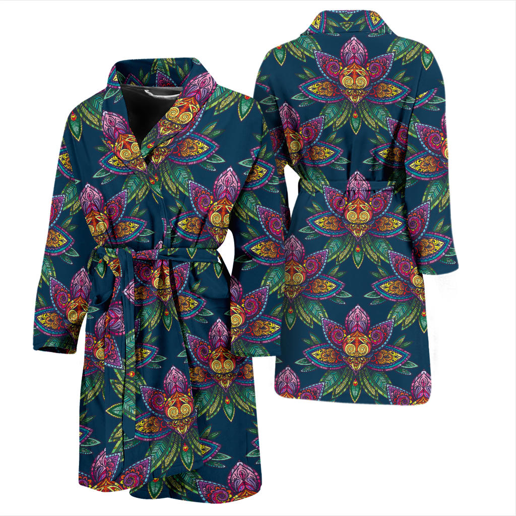 Lotus Boho Pattern Print Design LO04 Men Bathrobe