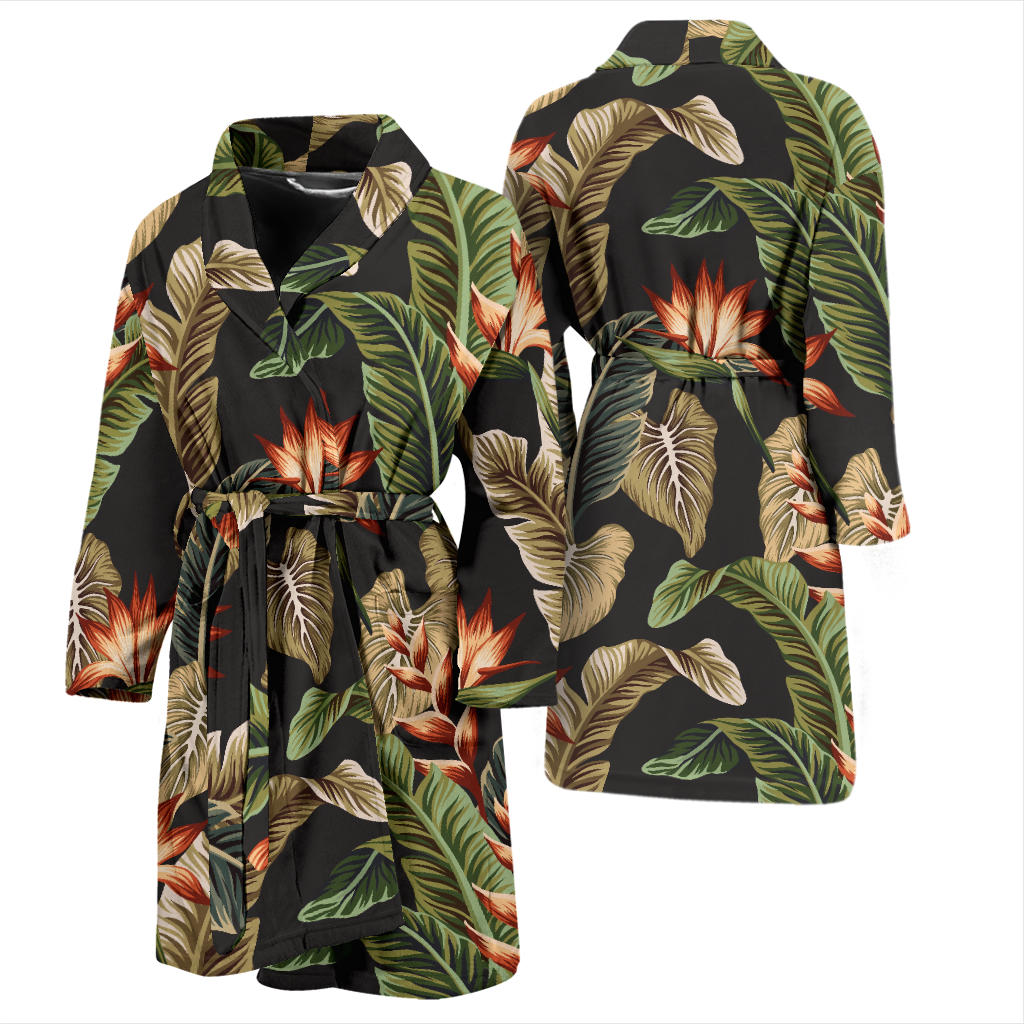 Tropical Flower Pattern Print Design TF014 Men Bathrobe