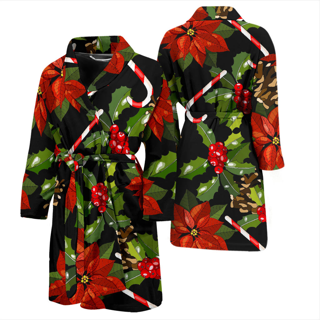 Poinsettia Pattern Print Design POT01 Men Bathrobe