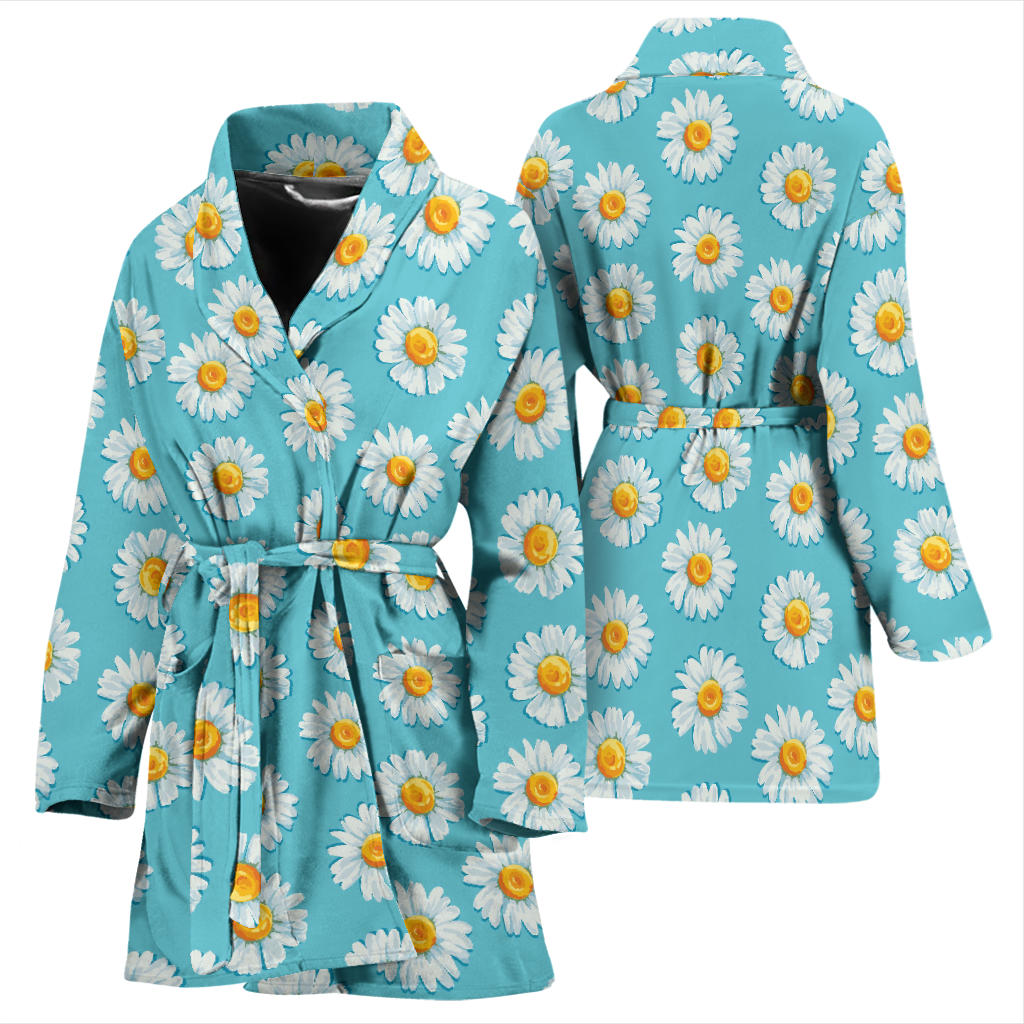 Daisy Pattern Print Design DS03 Women Bathrobe