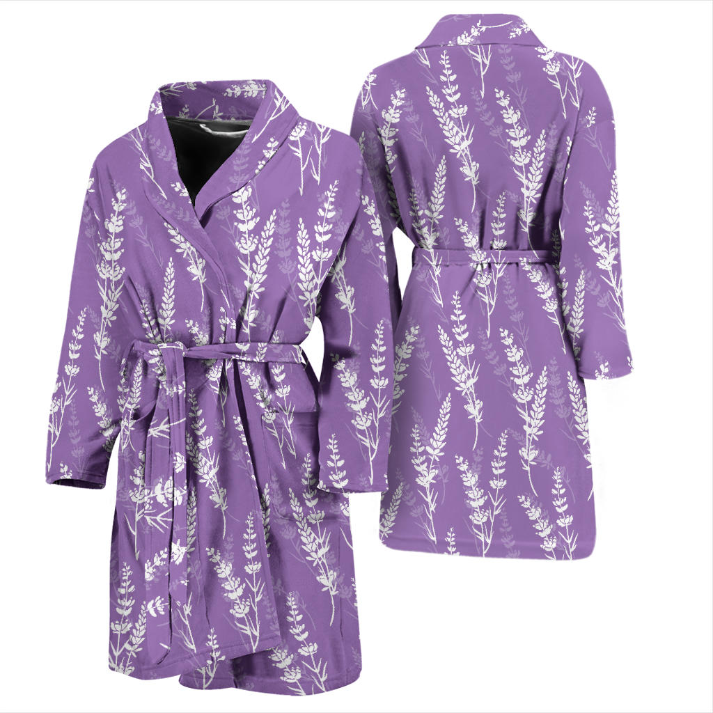 Lavender Pattern Print Design LV08 Men Bathrobe