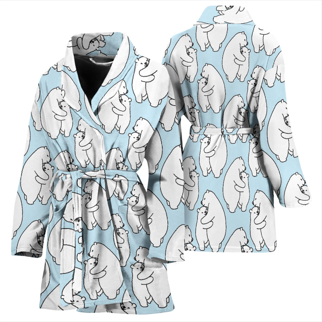 Polar Bear Pattern Print Design PB08 Women Bathrobe