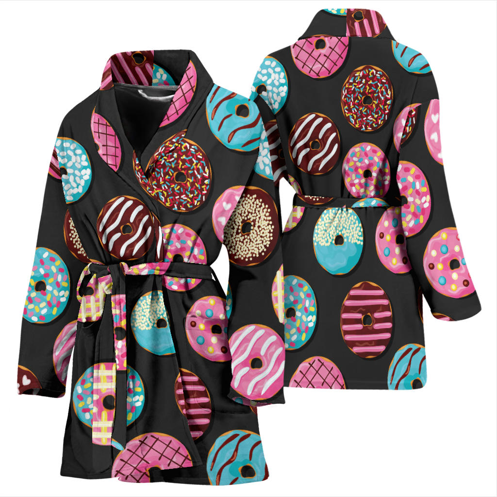 Donut Pattern Print Design DN02 Women Bathrobe