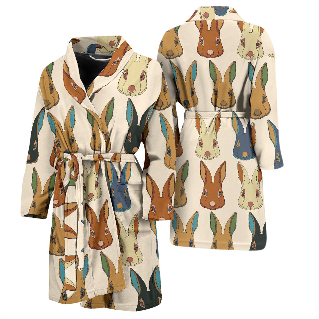 Rabbit Pattern Print Design RB04 Men Bathrobe
