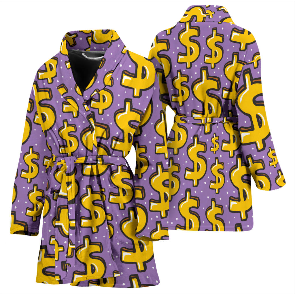 Dollar Pattern Print Design DO01 Women Bathrobe