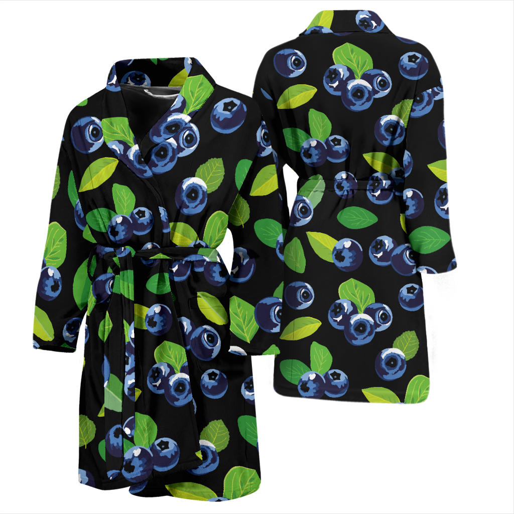 Blueberry Pattern Print Design BB03 Men Bathrobe
