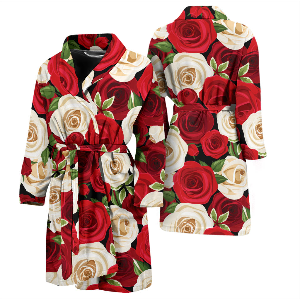 Rose Pattern Print Design RO06 Men Bathrobe