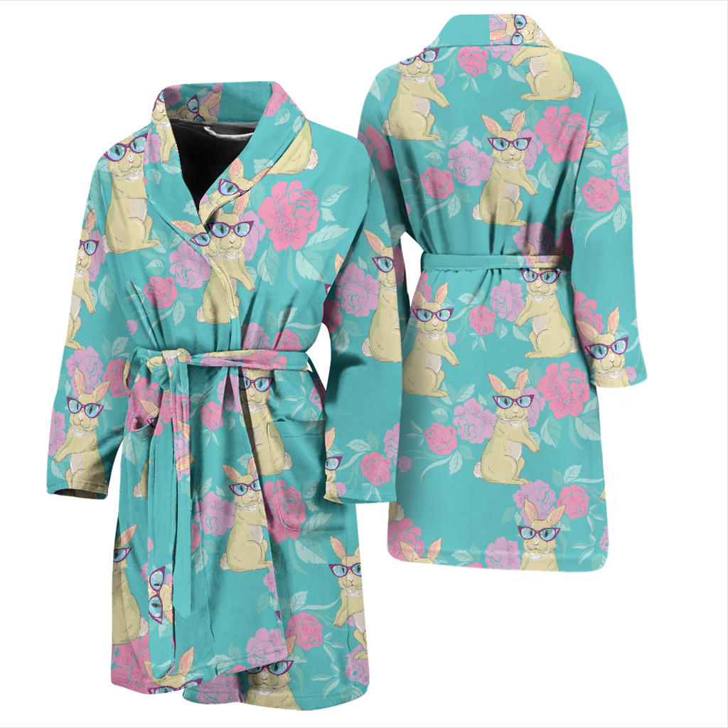 Rabbit Pattern Print Design RB05 Men Bathrobe