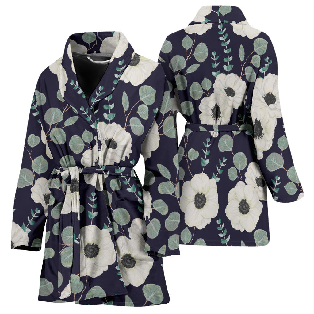 Anemone Pattern Print Design AM01 Women Bathrobe