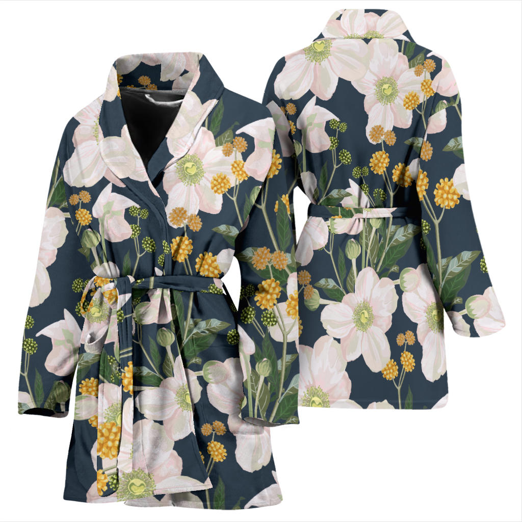 Anemone Pattern Print Design AM04 Women Bathrobe