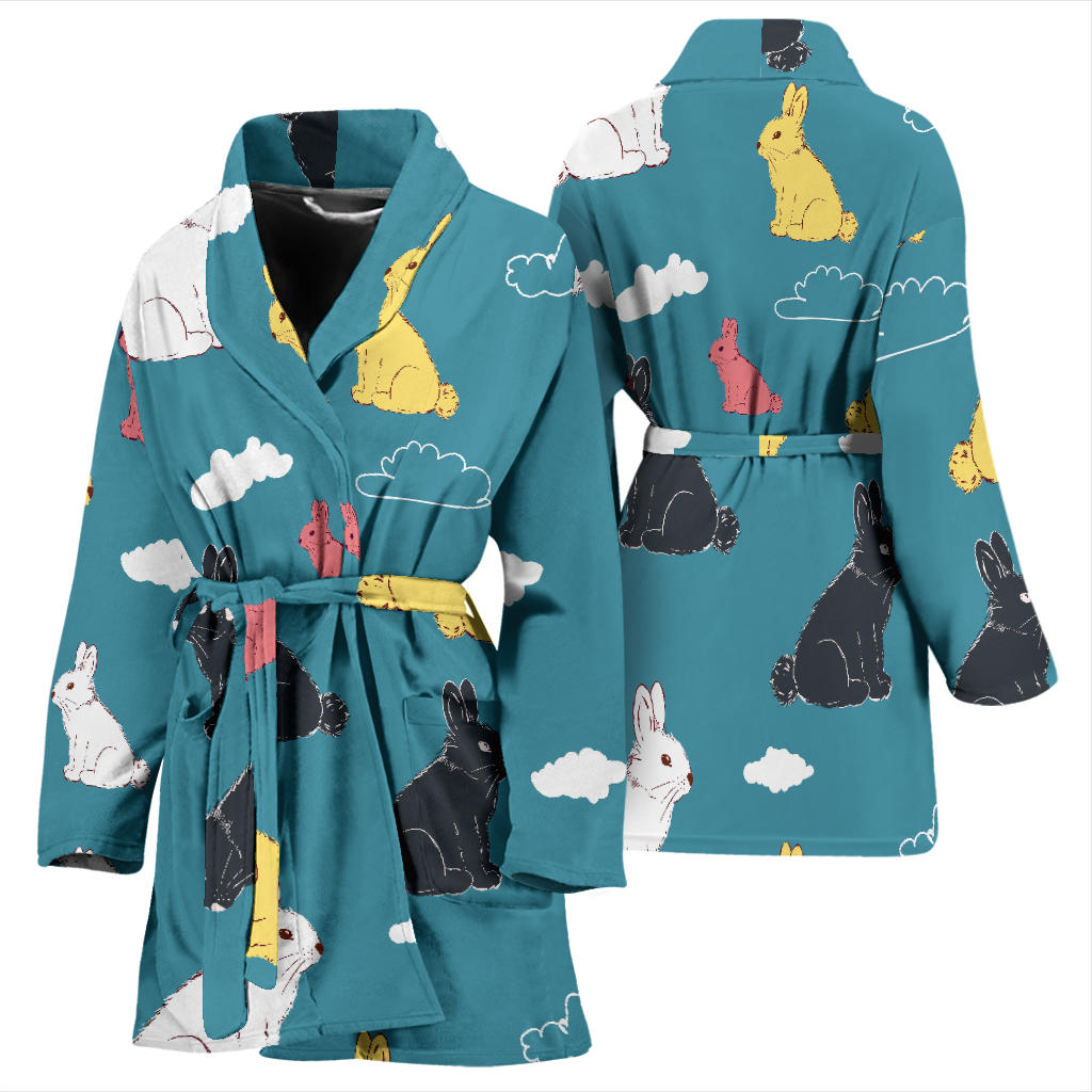 Rabbit Pattern Print Design RB014 Women Bathrobe