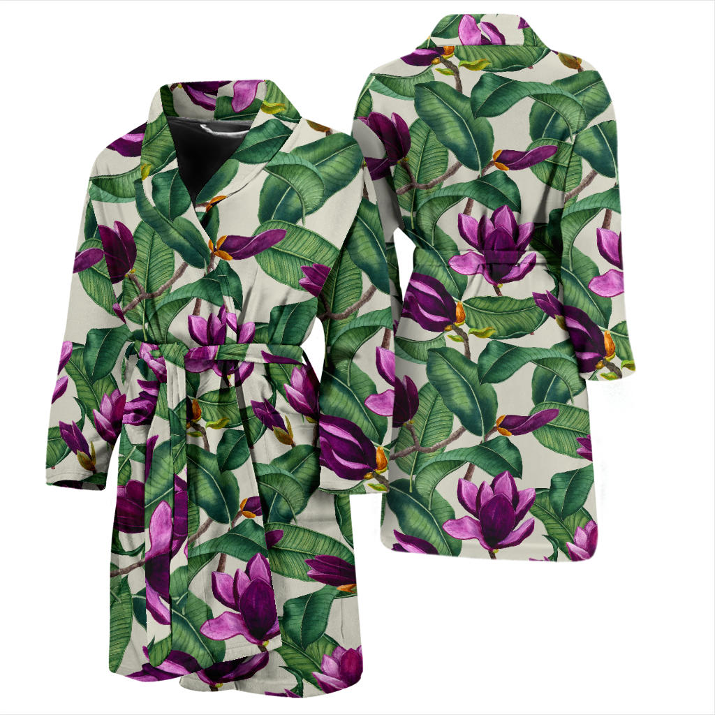 Magnolia Pattern Print Design MAG07 Men Bathrobe