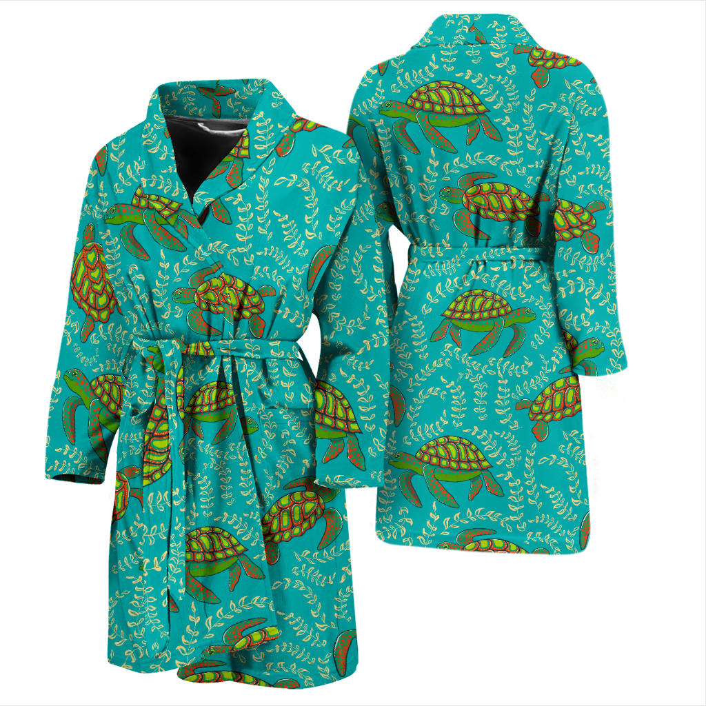 Sea Turtle Pattern Print Design T010 Men Bathrobe