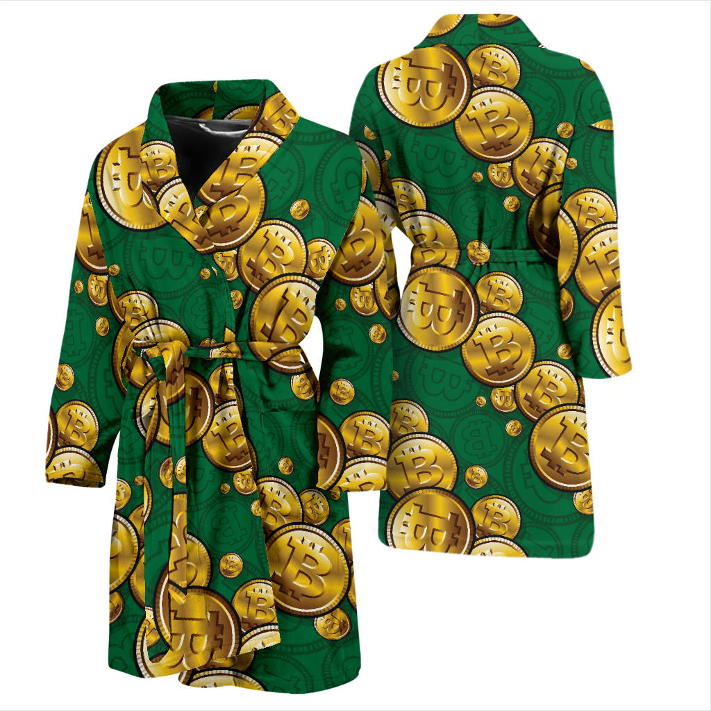 Bitcoin Pattern Print Design DO02 Men Bathrobe
