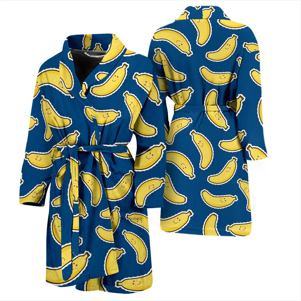 Banana Pattern Print Design BA03 Men Bathrobe