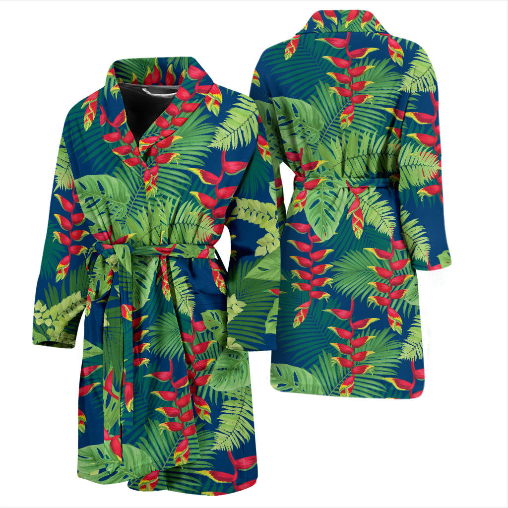 Heliconia Pattern Print Design HL08 Men Bathrobe