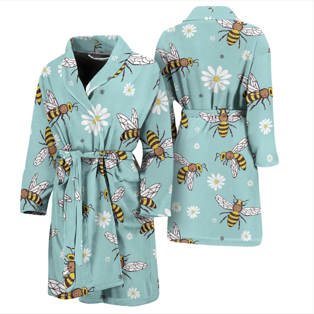 Bee Pattern Print Design BEE010 Men Bathrobe