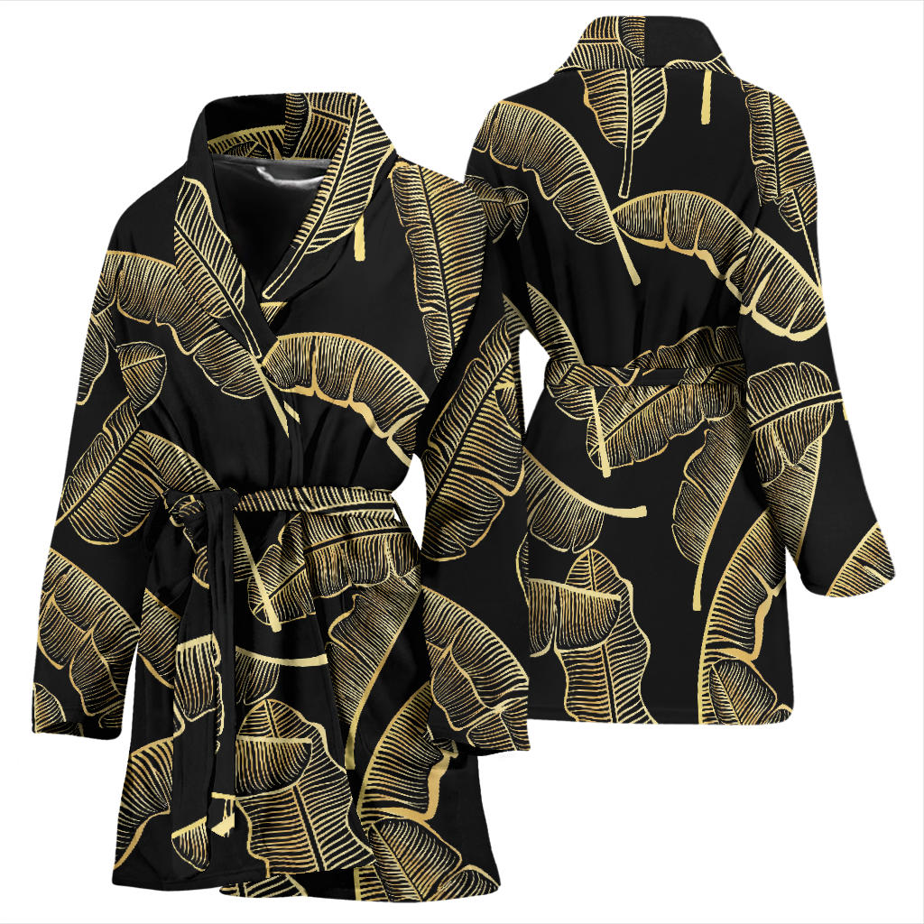 Banana Leaf Pattern Print Design BL07 Women Bathrobe
