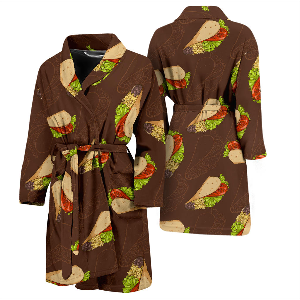 Taco Pattern Print Design TC08 Men Bathrobe