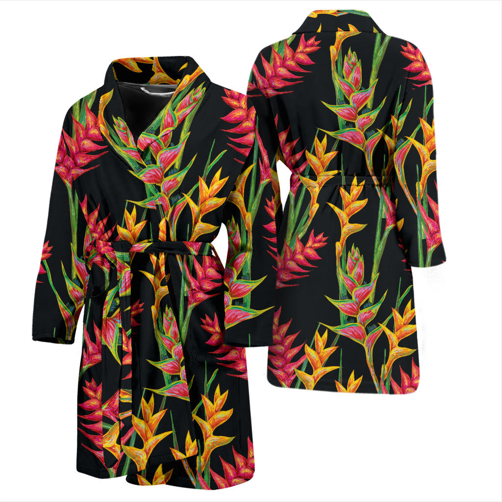Heliconia Pattern Print Design HL01 Men Bathrobe