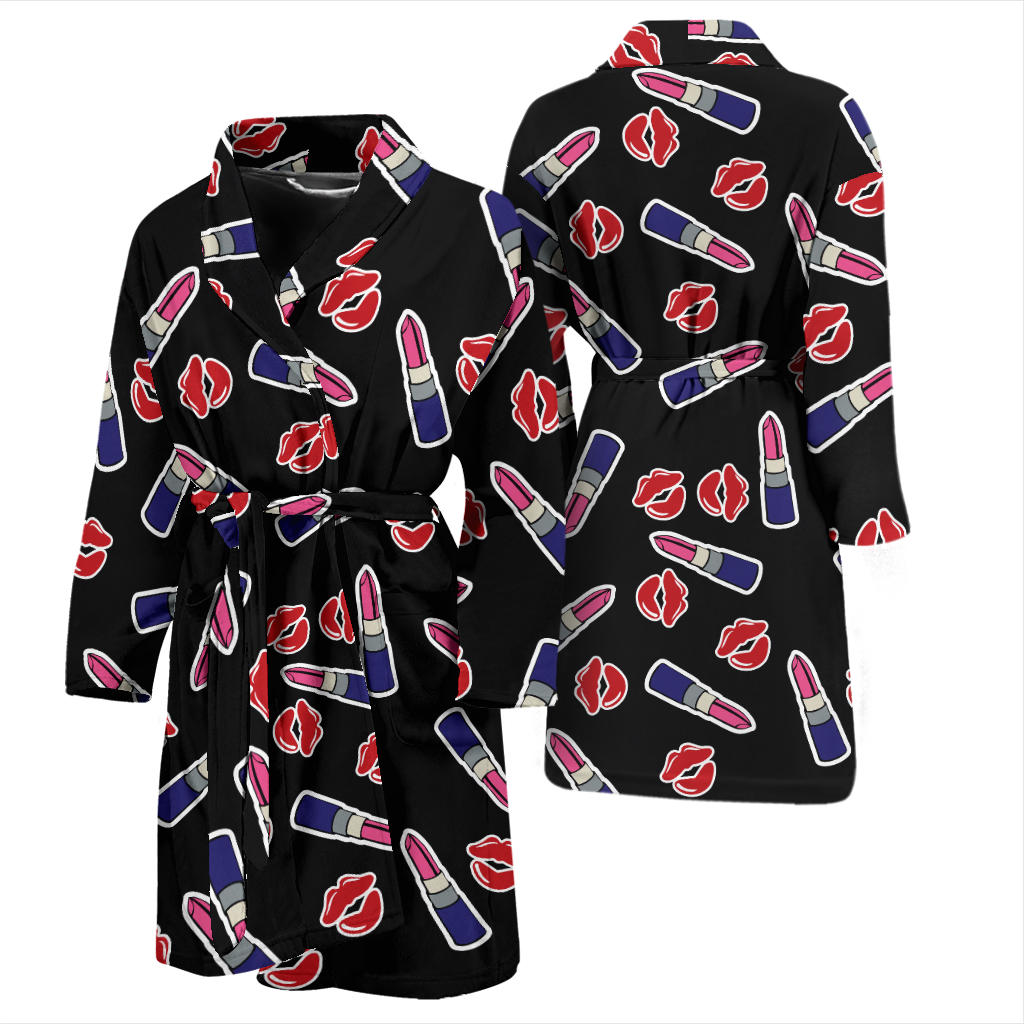 Lipstick Pattern Print Design LT01 Men Bathrobe