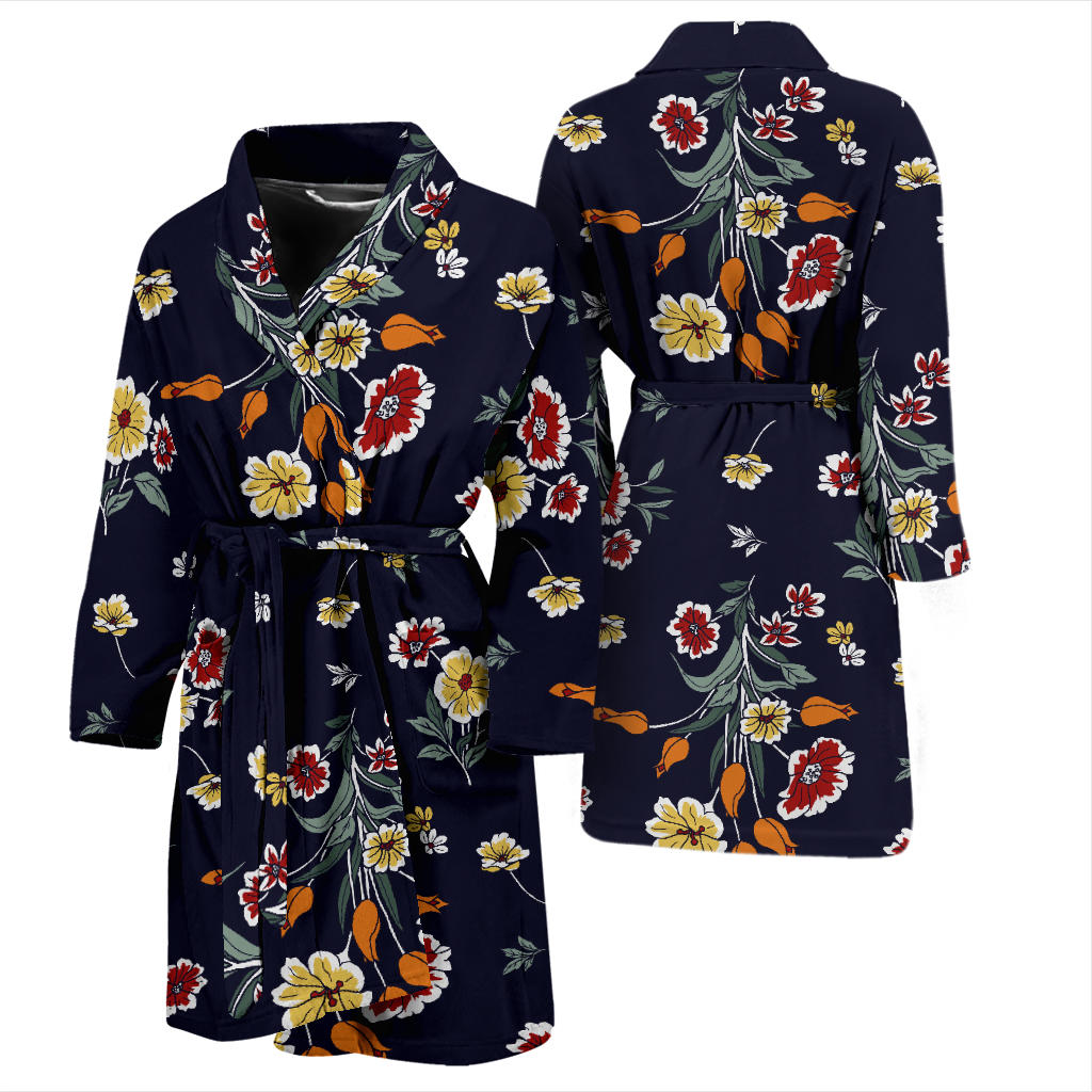 Summer Floral Pattern Print Design SF01 Men Bathrobe
