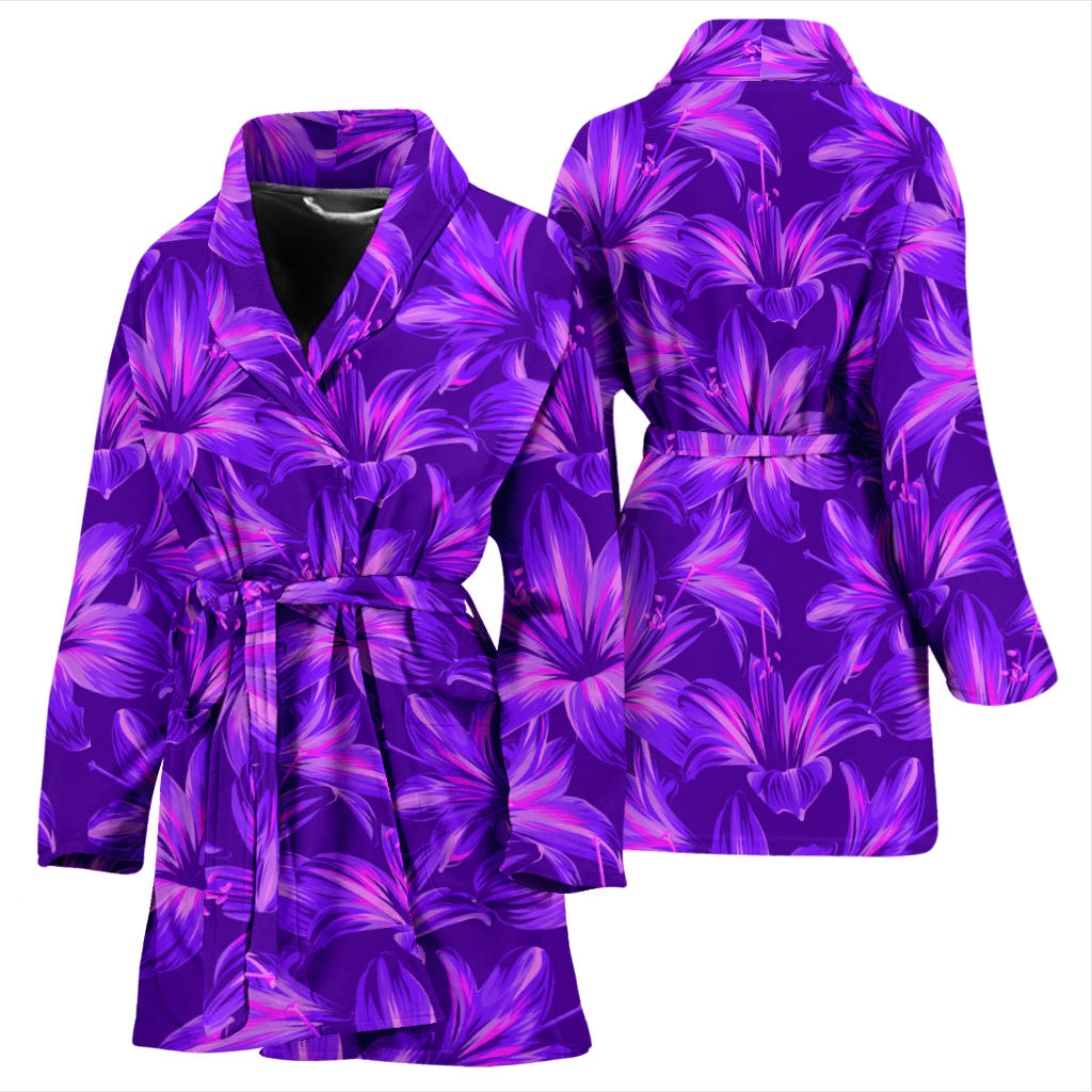 Amaryllis Pattern Print Design AL03 Women Bathrobe
