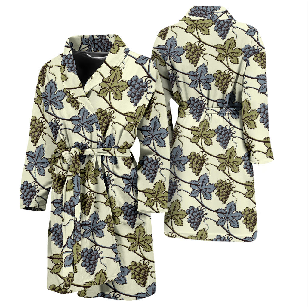 Grape Pattern Print Design GP03 Men Bathrobe