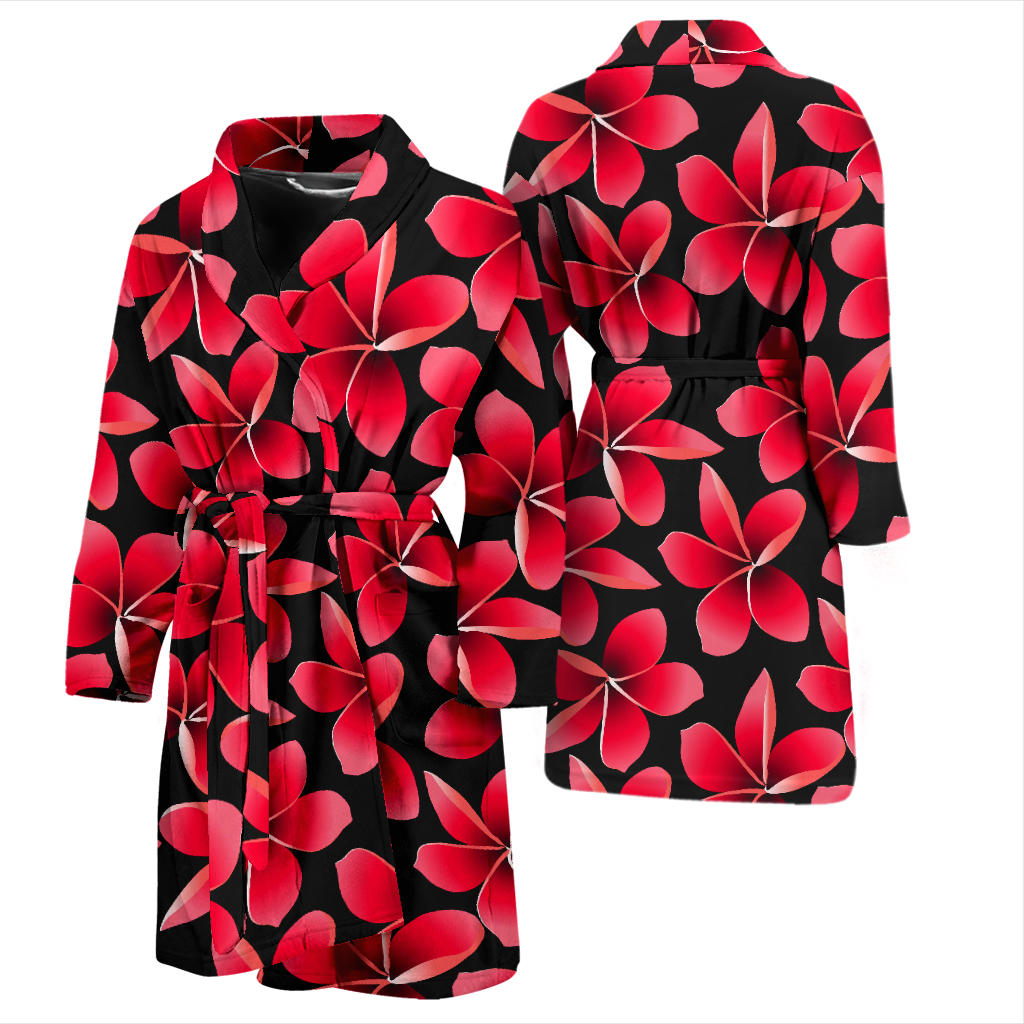 Red Plumeria Pattern Print Design PM025 Men Bathrobe