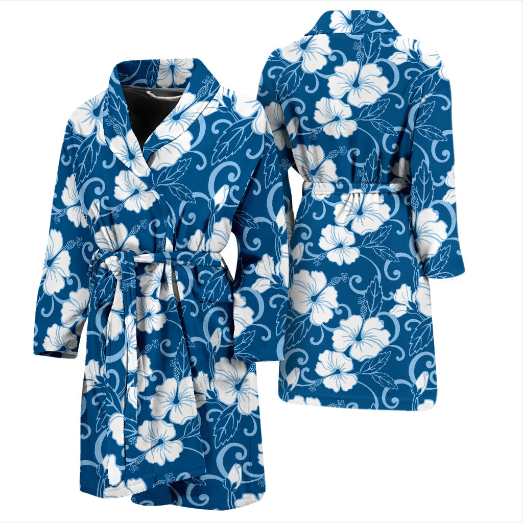 Hibiscus Pattern Print Design HB03 Men Bathrobe
