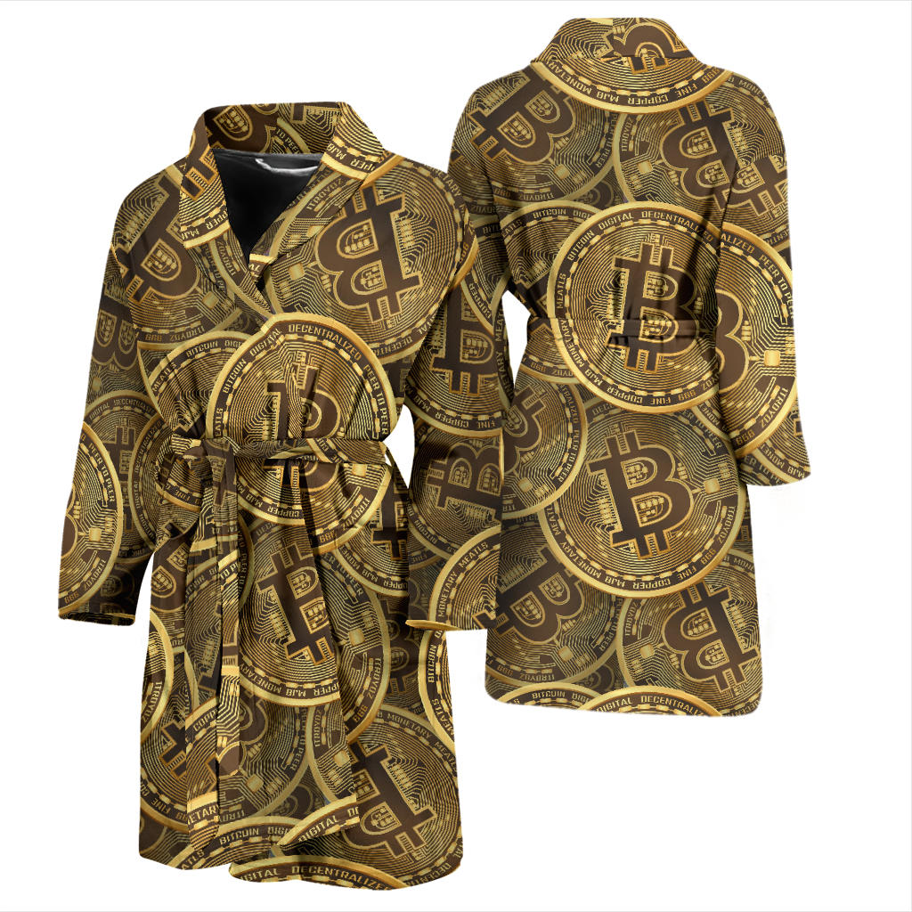 Bitcoin Pattern Print Design DO01 Men Bathrobe