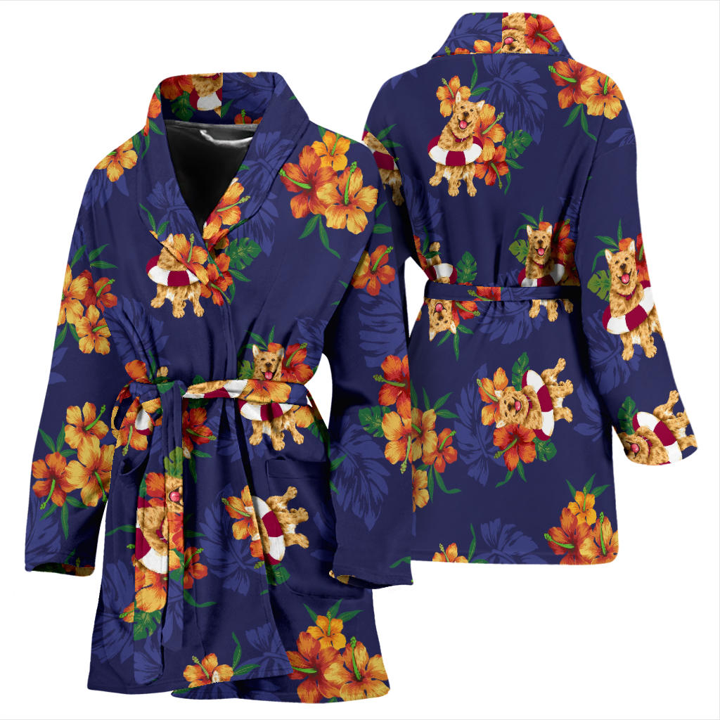 Hawaiian Themed Pattern Print Design H02 Women Bathrobe