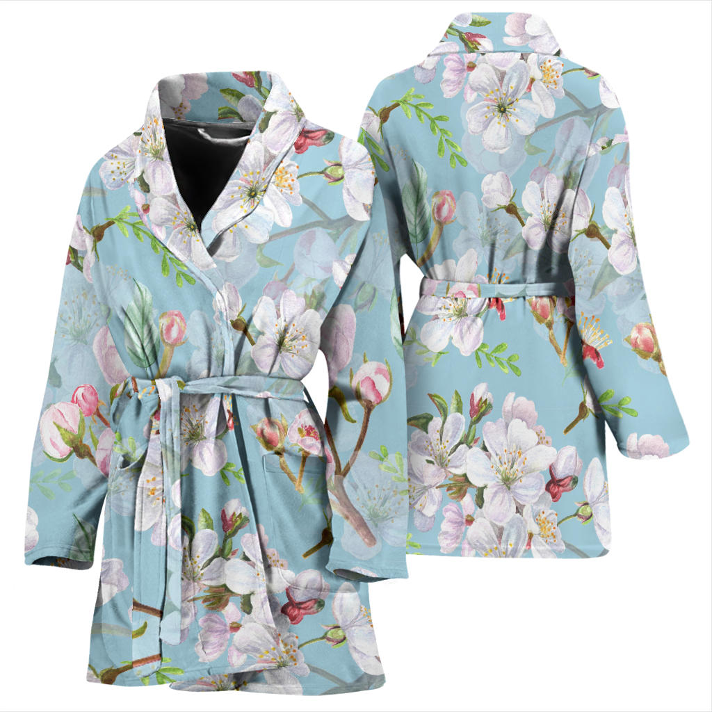 Apple Blossom Pattern Print Design AB06 Women Bathrobe