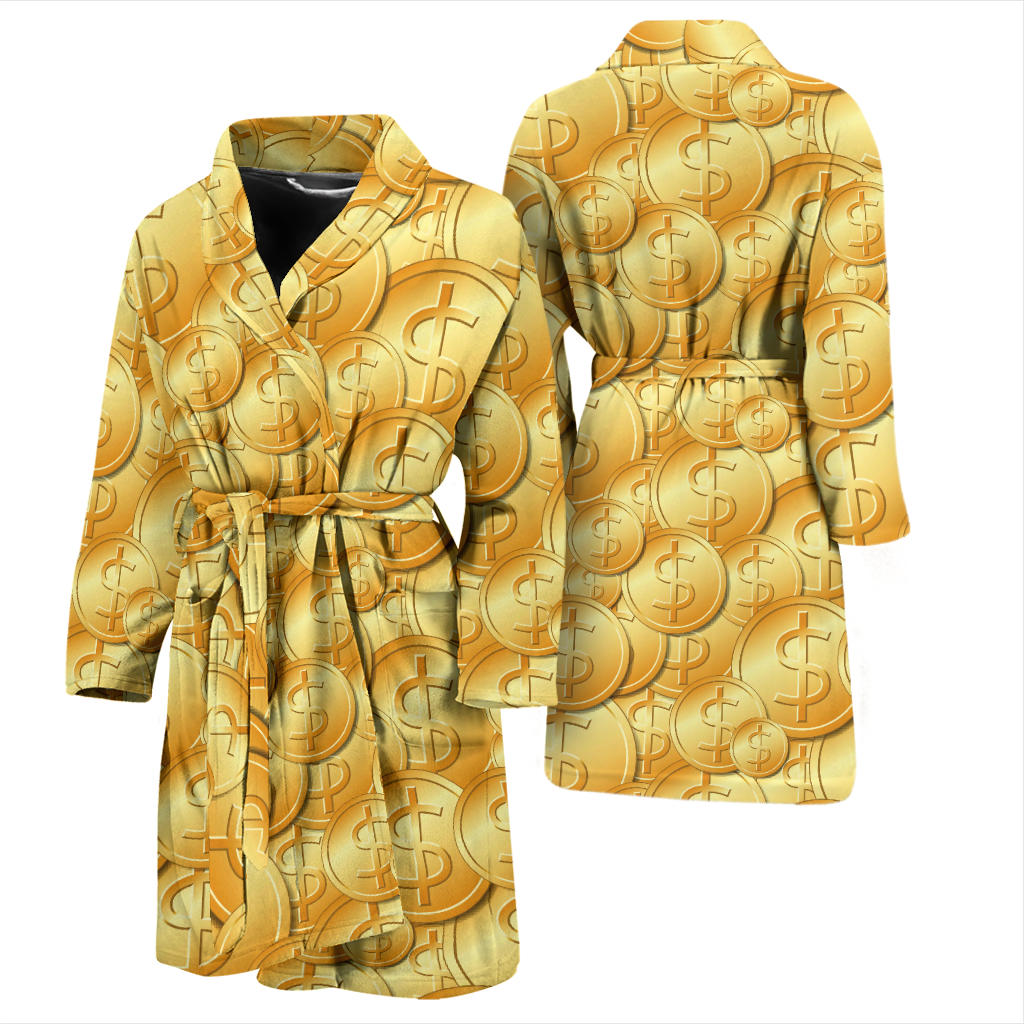 Dollar Pattern Print Design DO03 Men Bathrobe