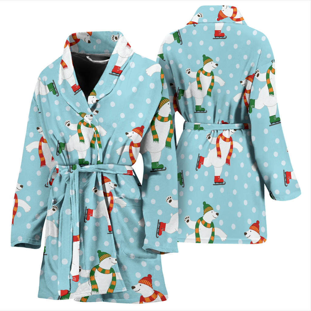 Polar Bear Pattern Print Design PB07 Women Bathrobe