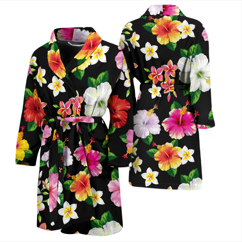 Hibiscus Pattern Print Design HB025 Men Bathrobe