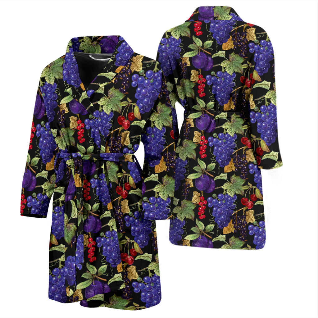 Grape Pattern Print Design GP05 Men Bathrobe