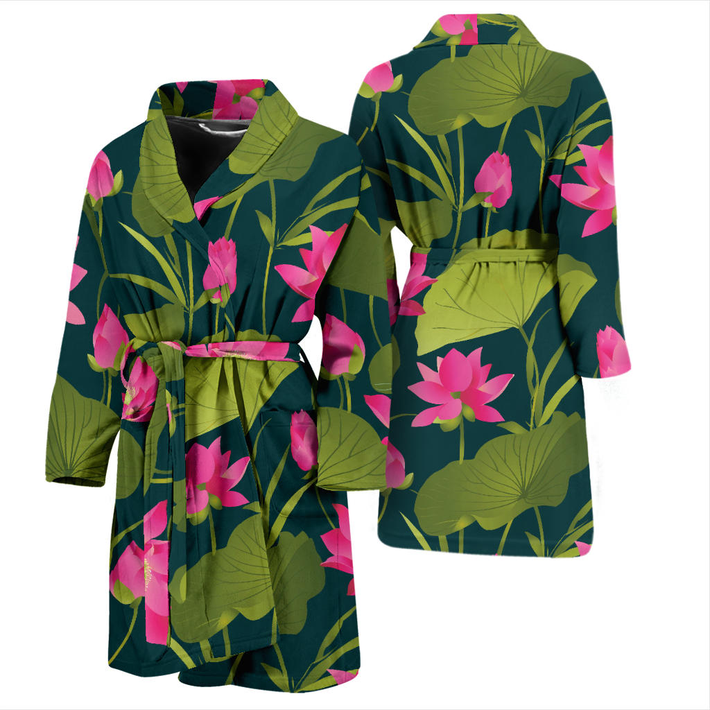 Water Lily Pattern Print Design WL09 Men Bathrobe