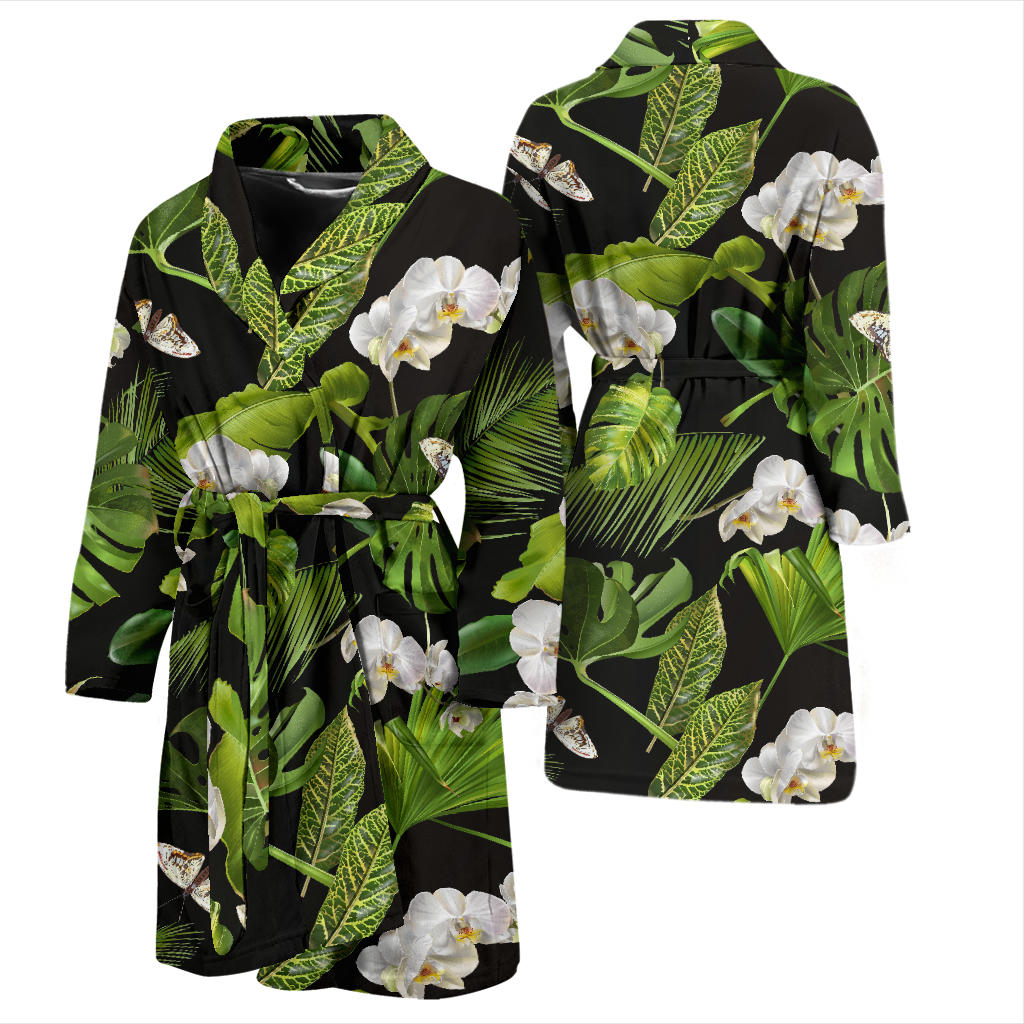 Tropical Flower Pattern Print Design TF026 Men Bathrobe