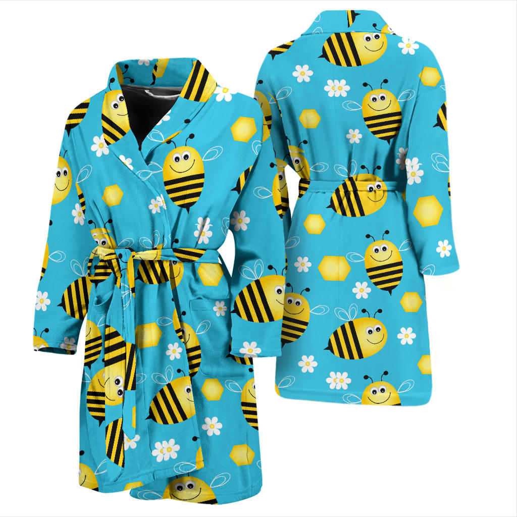 Bee Pattern Print Design BEE06 Men Bathrobe