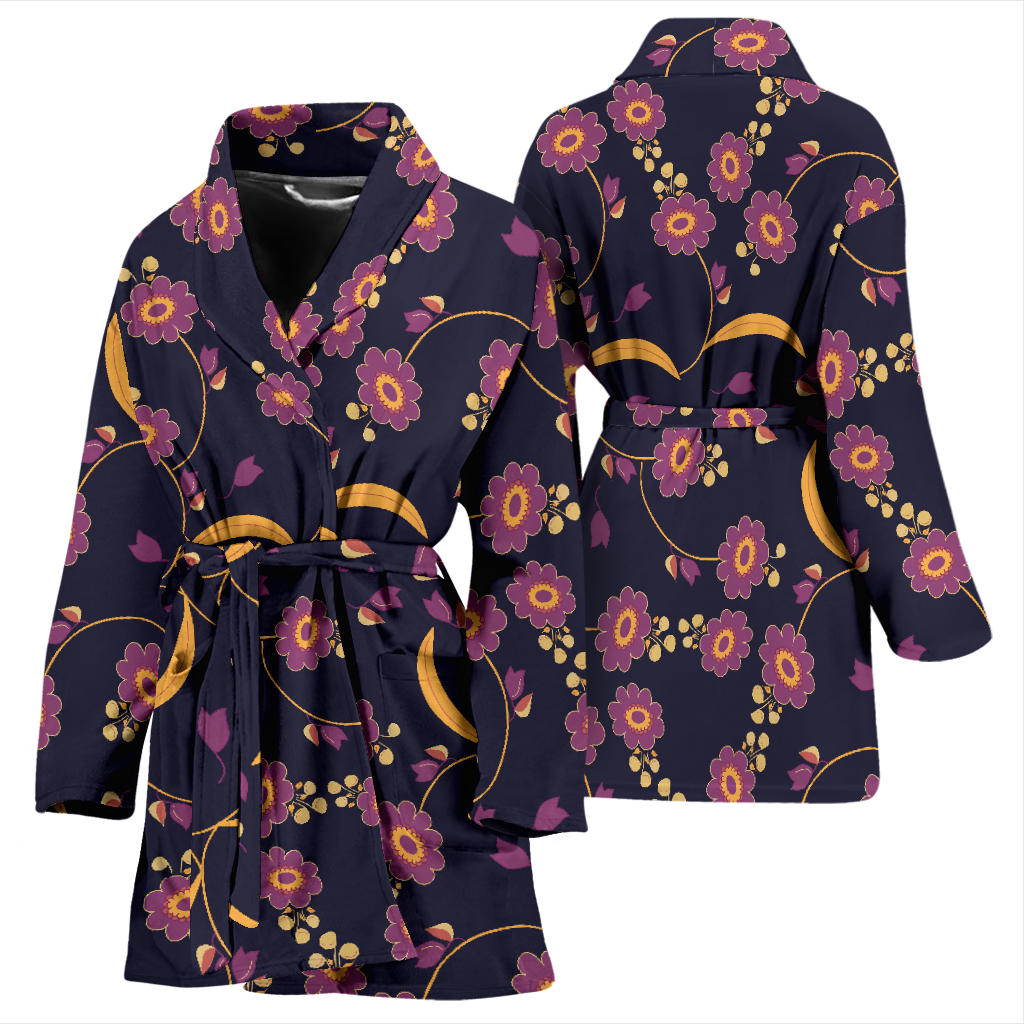 Anemone Pattern Print Design AM012 Women Bathrobe