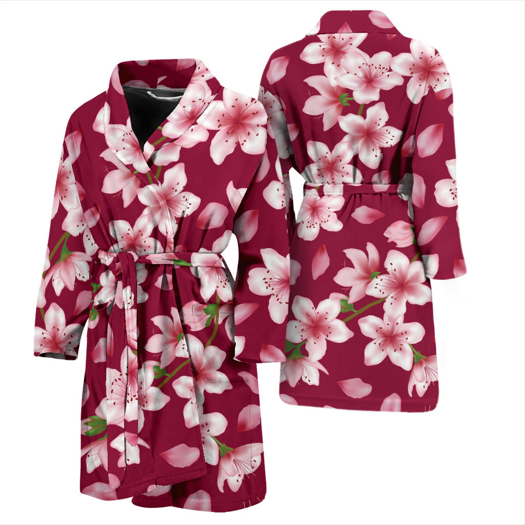Cherry Blossom Pattern Print Design CB06 Men Bathrobe