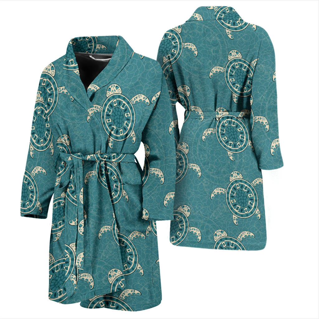 Sea Turtle Pattern Print Design T02 Men Bathrobe