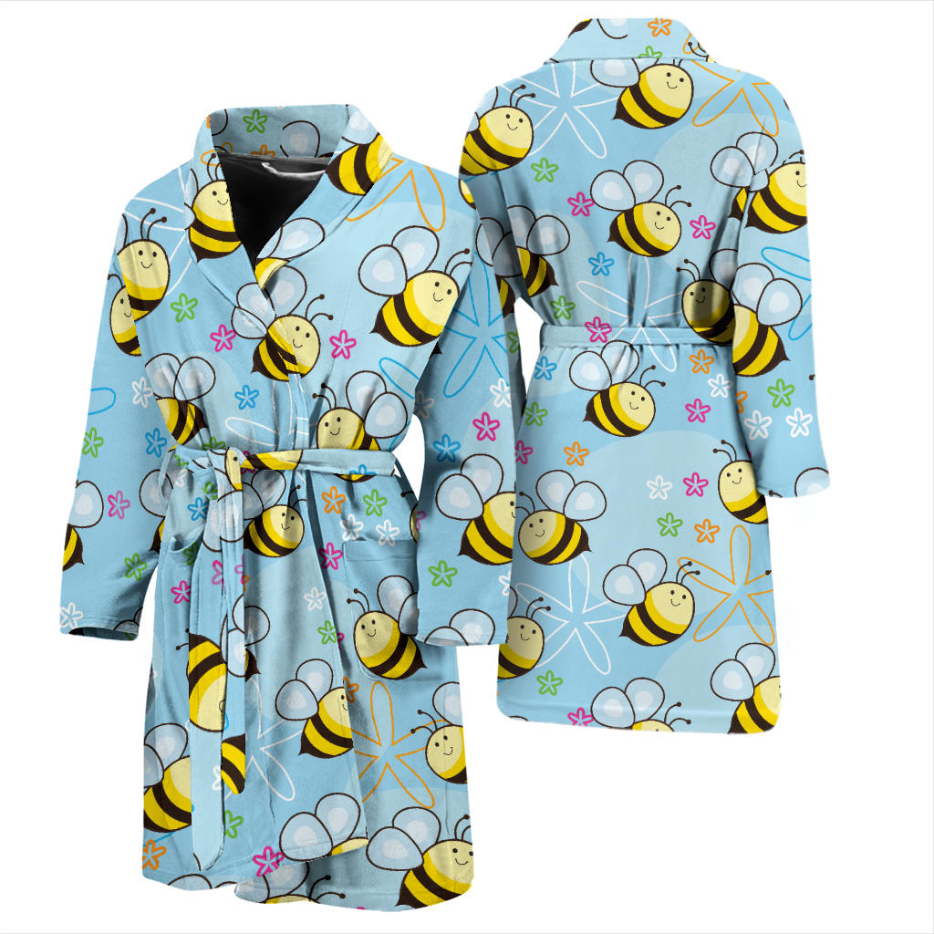 Bee Pattern Print Design BEE03 Men Bathrobe