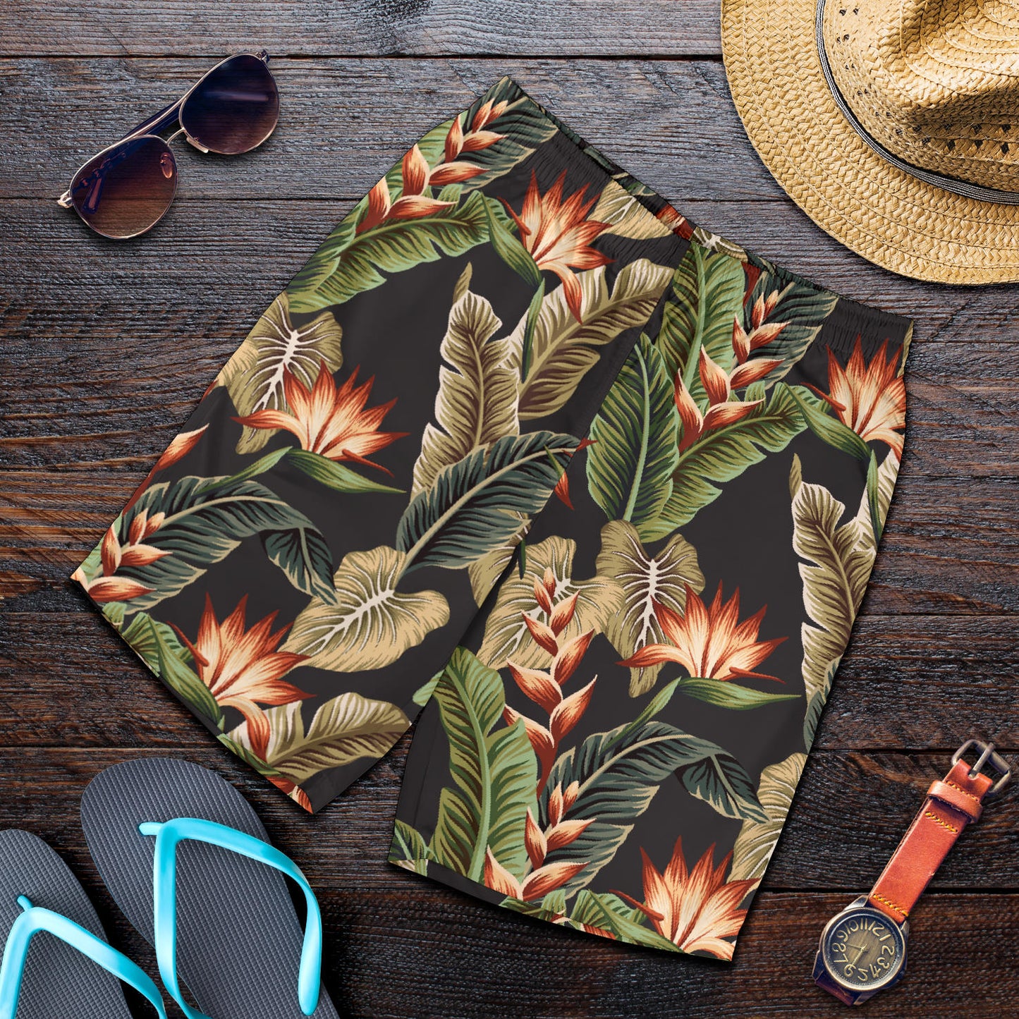 Tropical Flower Pattern Print Design TF014 Mens Shorts